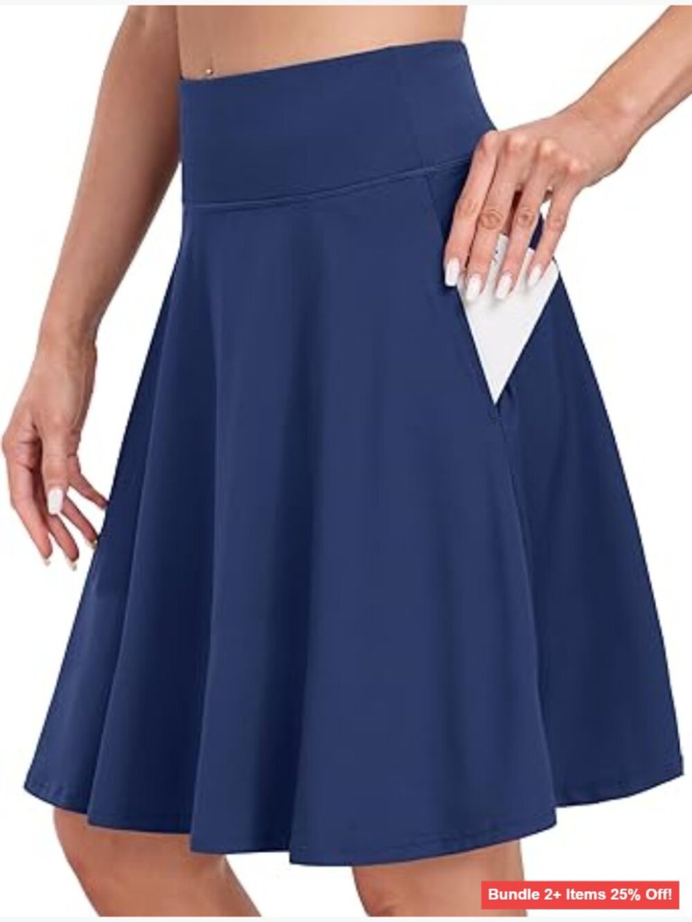Knee Length Athletic Skort with Built-in Shorts and Pockets